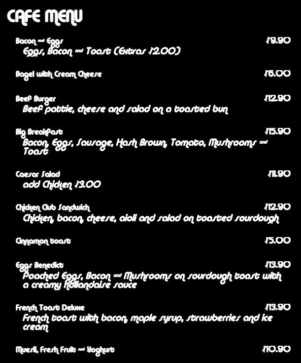 Menu at Open Book Cafe, Bridgeman Downs