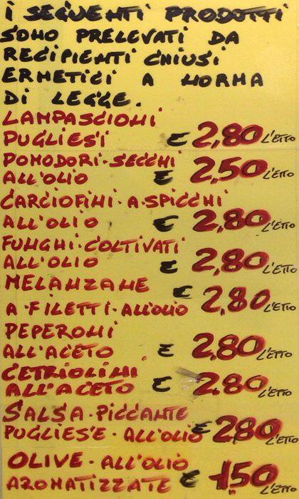 Menu di Prelibatezze 