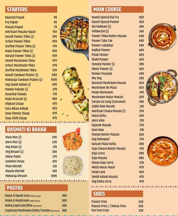 Menu Of Amritsar Haveli, Prahlad Nagar, Ahmedabad