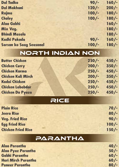 Ahuja's Kitchen menu