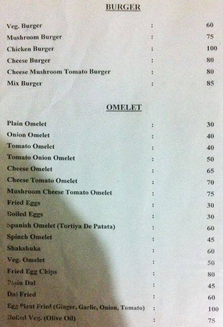 Jyoti Cafe menu