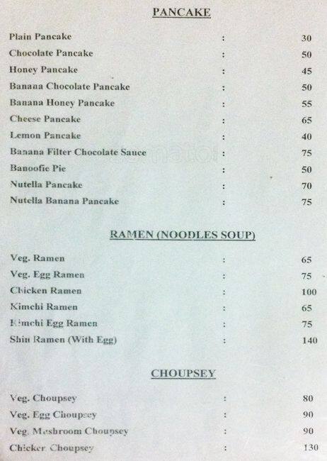 Jyoti Cafe menu