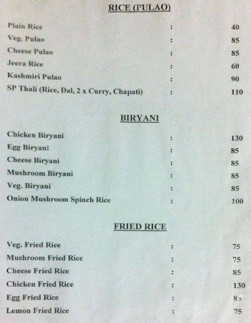 Jyoti Cafe menu