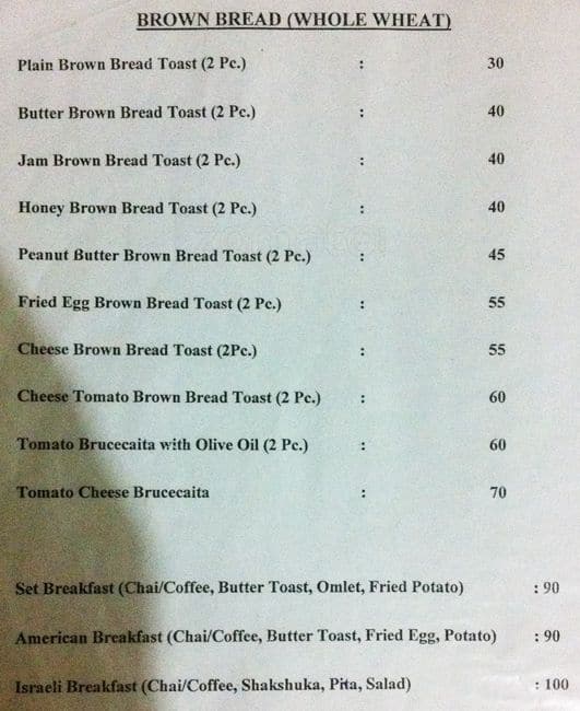 Jyoti Cafe menu