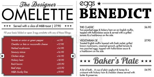Mugg & Bean menu
