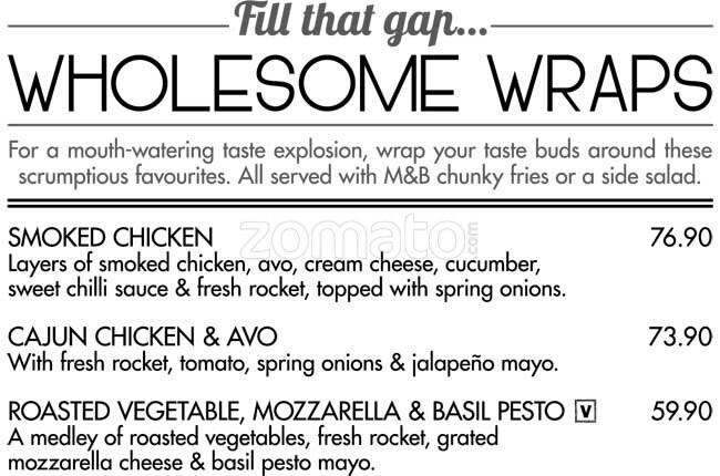Mugg & Bean menu