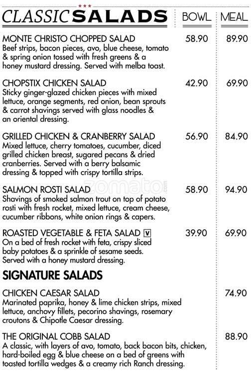Mugg & Bean menu