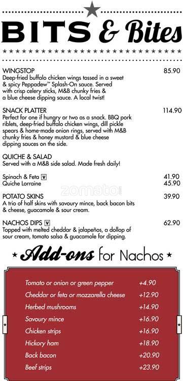 Mugg & Bean menu