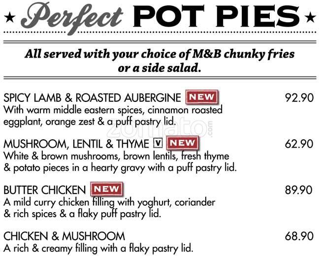 Mugg & Bean menu