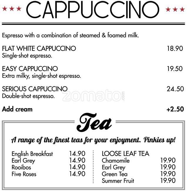 Mugg & Bean menu