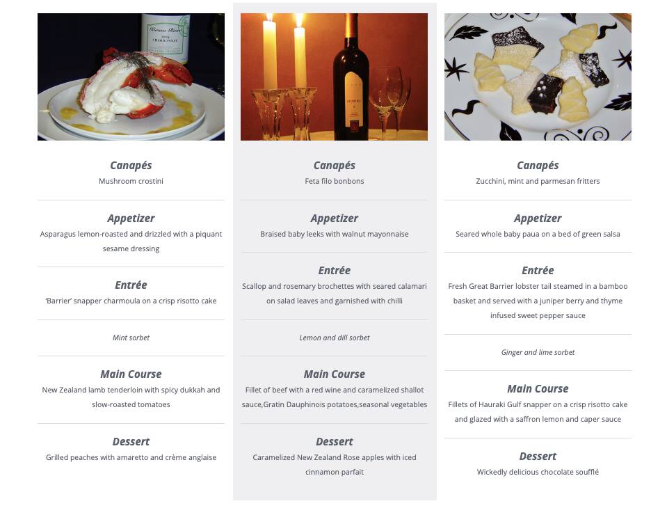 Earthsong Lodge Menu Menu For Earthsong Lodge Great Barrier Island Auckland