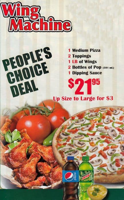 Wing Machine menu