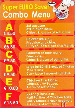 Flaming Phoenix menu