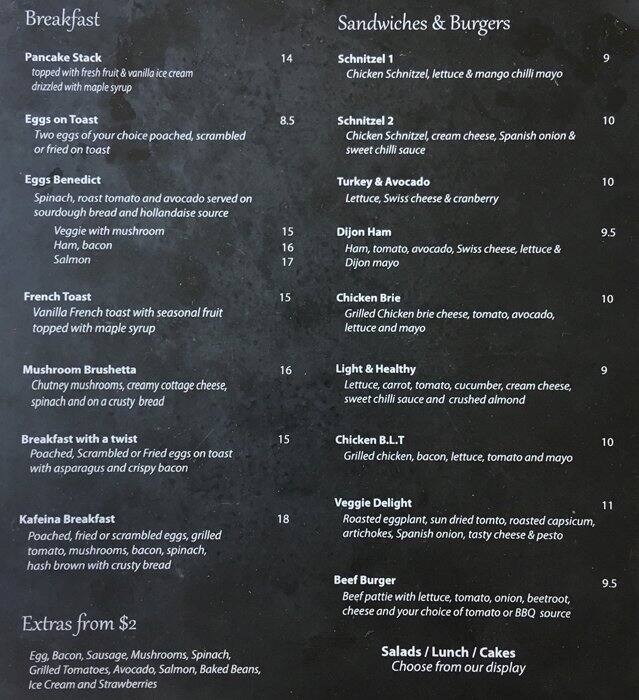 Kafeina Menu, Menu for Kafeina, Padstow, Sydney - Urbanspoon/Zomato