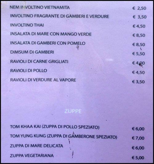 Menu di Blue Ginger 