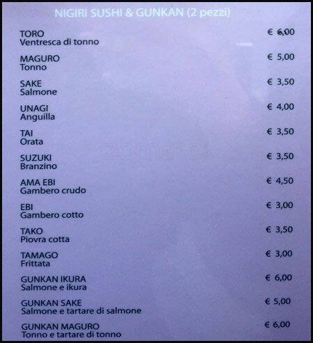 Menu di Blue Ginger 