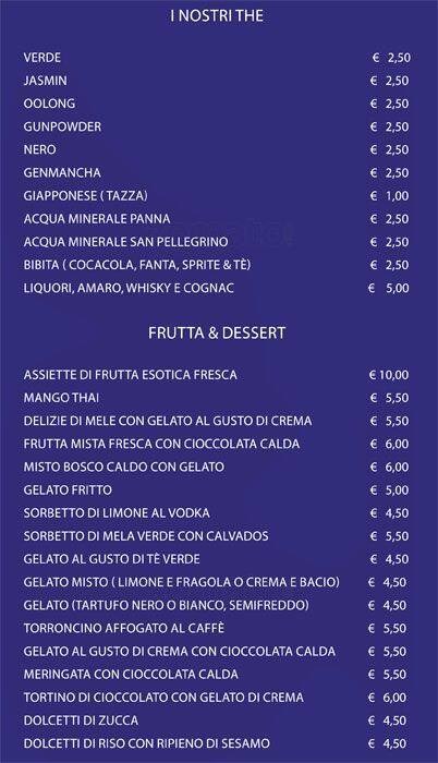 Menu di Blue Ginger 