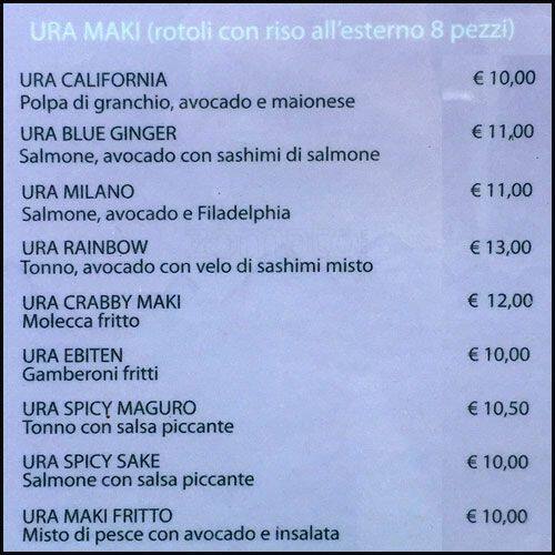 Menu di Blue Ginger 