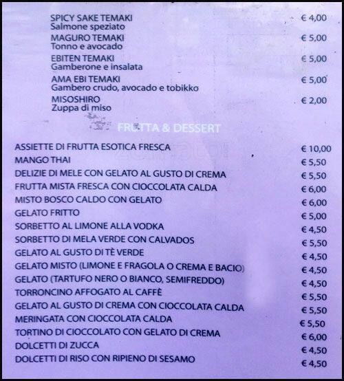 Menu di Blue Ginger 