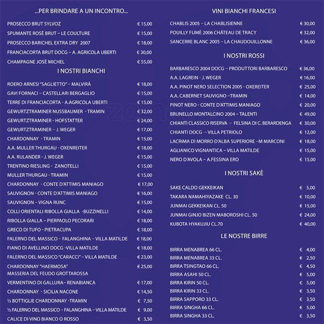 Menu di Blue Ginger 