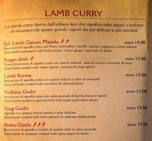 Menu di Garam Masala 