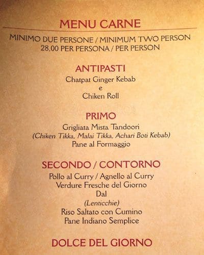 Menu di Garam Masala 