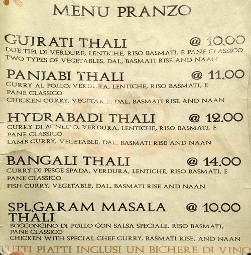 Menu di Garam Masala 