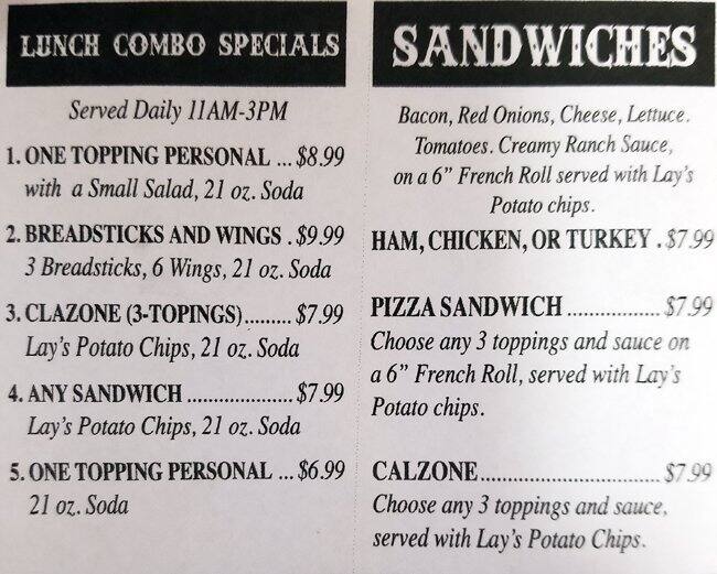 Menu at King City Pizza pub & bar, King City