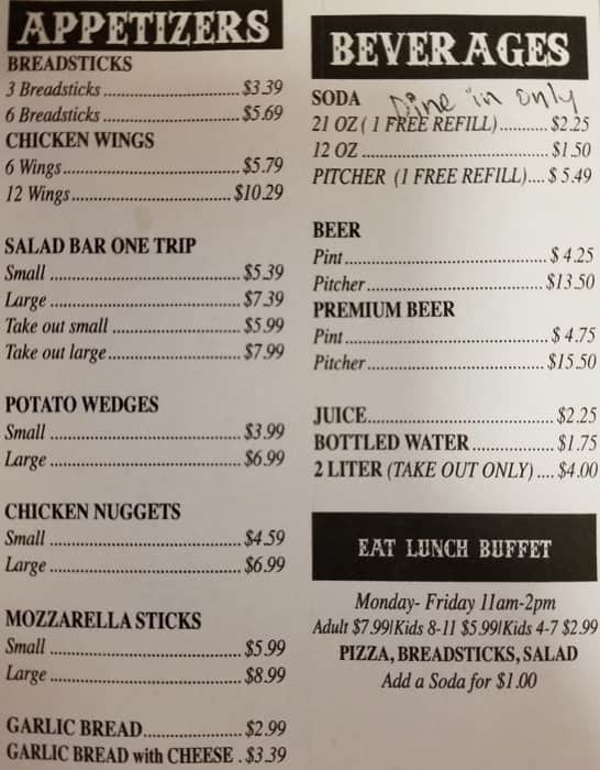 Menu at King City Pizza pub & bar, King City