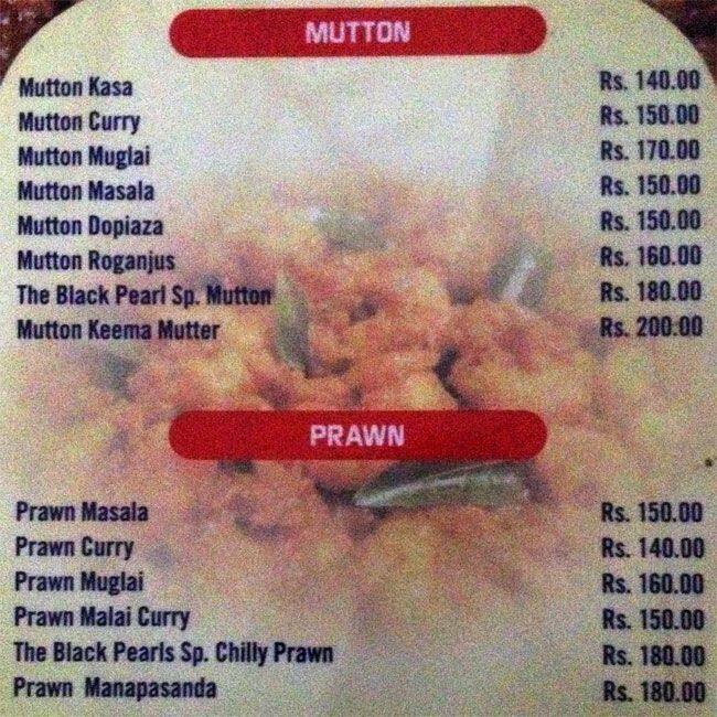 The Black Pearl menu