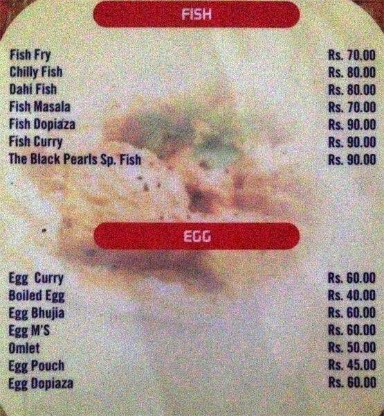 The Black Pearl menu