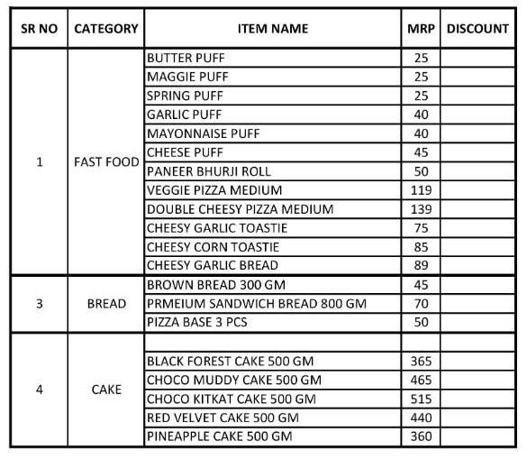 Menu at Mr. Puff, Vadodara, Cross Road Complex
