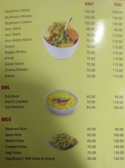 Raj Luxmi menu