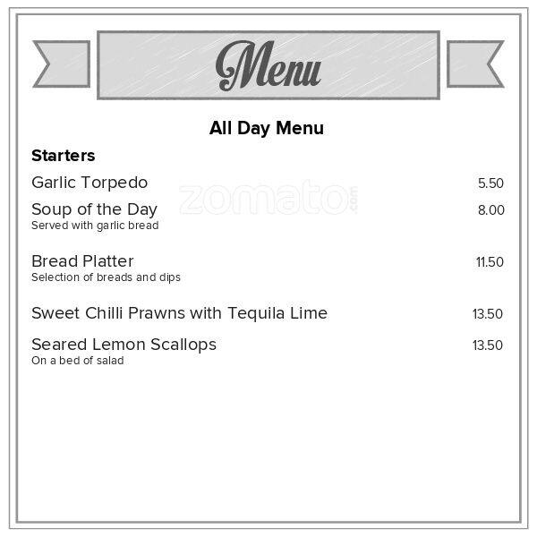 Menu at Cafe Bleu, Christchurch