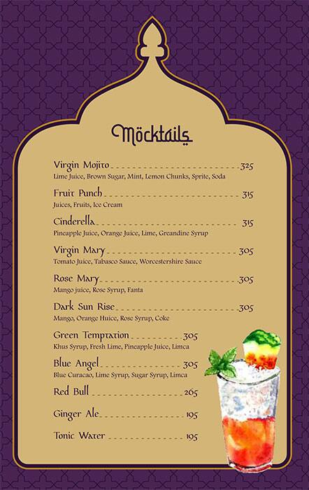 Ghazal Restaurant menu