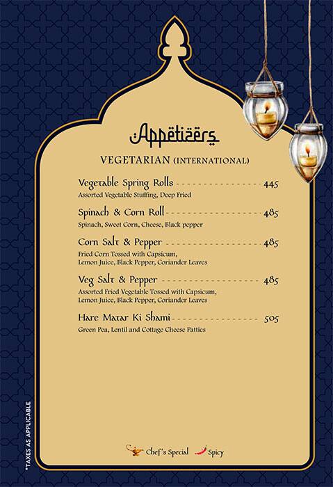 Ghazal Restaurant menu
