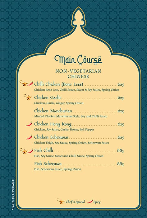 Ghazal Restaurant menu