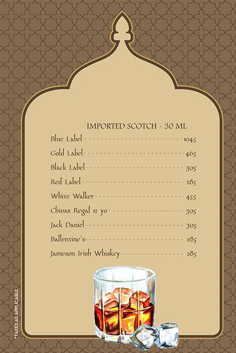 Ghazal Restaurant menu