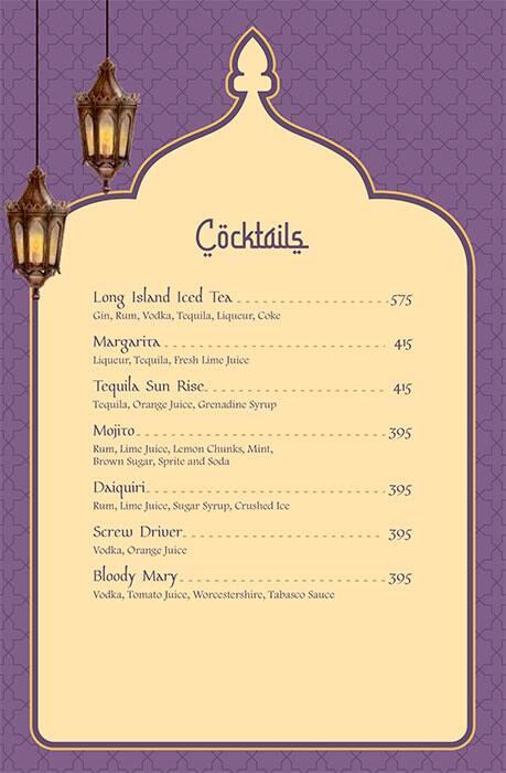 Ghazal Restaurant menu