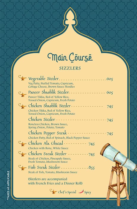 Ghazal Restaurant menu