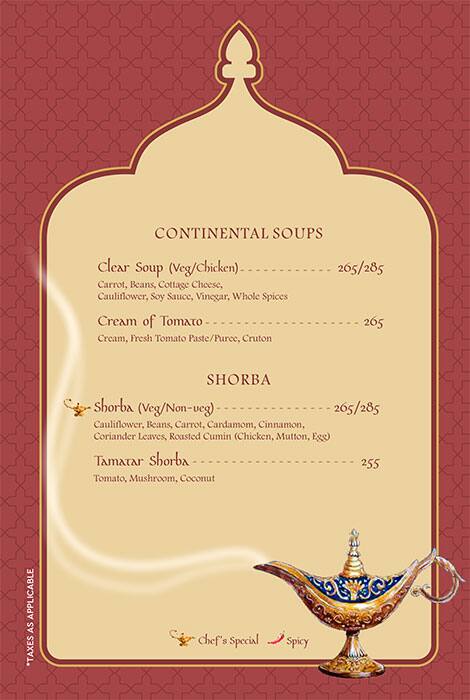 Ghazal Restaurant menu