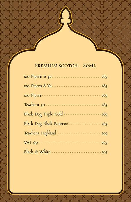 Ghazal Restaurant menu