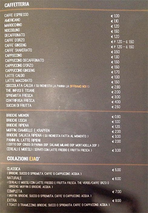 Menu di Ejao' Bistrot Urban Food & Drink 