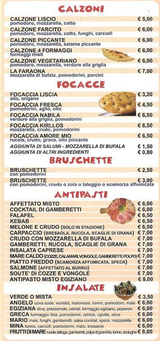 Menu di Amore mio 
