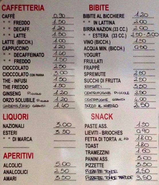 Carta de N'attimo ... Er Caffe