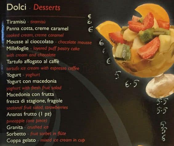 Menu di Angelucci Wine bar 