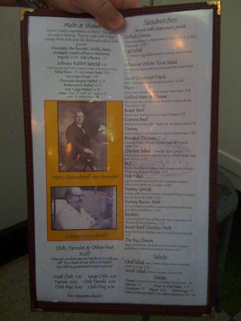 Crown Candy Kitchen Menu, Menu for Crown Candy Kitchen, North, St