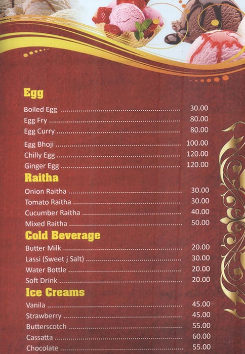 Hotel Ramachandra Multi Cusine Restaurant menu