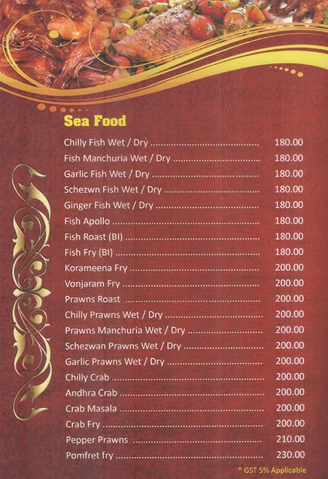 Hotel Ramachandra Multi Cusine Restaurant menu