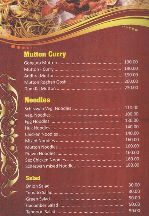 Hotel Ramachandra Multi Cusine Restaurant menu